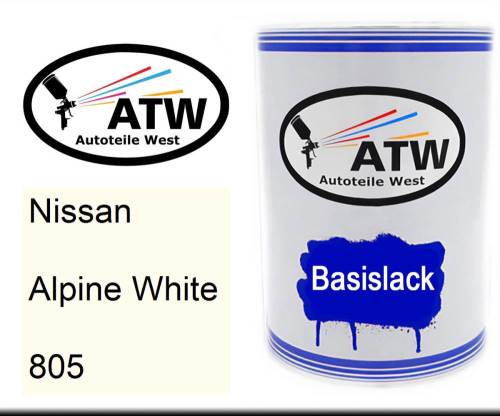 Nissan, Alpine White, 805: 500ml Lackdose, von ATW Autoteile West.